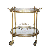 Round Brass and Glass Bar Cart