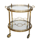 Round Brass and Glass Bar Cart