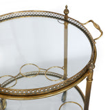 Round Brass and Glass Bar Cart