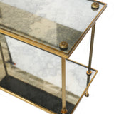 Jansen Style Two-Tier Brass and Mirrored Glass Side Table