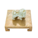 Vintage Jade Foo Dog with Brass Stand